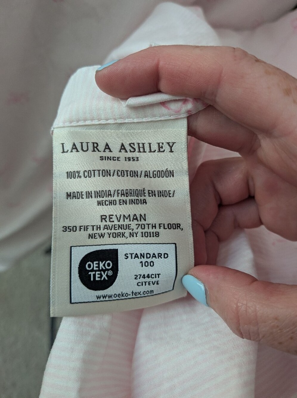 Laura Ashley Pink Ribbon Cotton Sheet Set - Twin - Picture 6 of 8